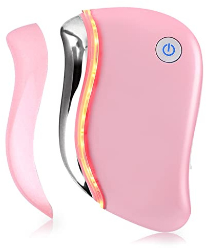Aikertec Heat Electric Gua Sha Tool, 4-in-1 Multi-Function Anti-Aging Face Massager, Facial Contouring & Firming, Double Chin, Awakening Skin, Deep Treatment