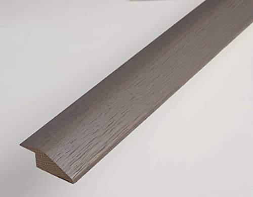 Threshold Door Strip Solid Oak R Section 7mm Ramp Reducer Trim 90cm for Wood & Laminate Flooring Dark Grey Oak
