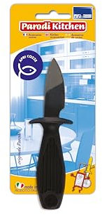 PARODI & PARODI - Coltello Cucina Apri Ostriche Cozze Vongole in Acciaio con Salvadita e Manico in Moplen, Coltello da Cucina Apriostriche, Accessori Cucina Pesce e Molluschi, Utensili Cucina 15x4 cm