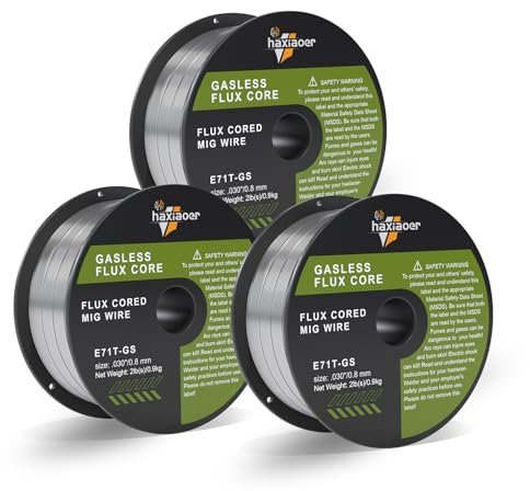 haxiaoer 0.8MM 3.0KG Flux Core Welding Wire 3 Pack,E71T-GS Gasless MIG Welding Wire Mild Steel for Reduced Splatter and Better Corrosion Resistance