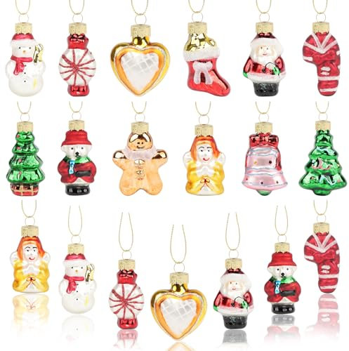 12Stück Weihnachtsschmuck aus Glas für Weihnachtsbaum Vintage Weihnachten Hängen Ornamente Für Baum Kränze Weihnachten Hängende Weihnachtsdekoration für Home Xmas Winter Party