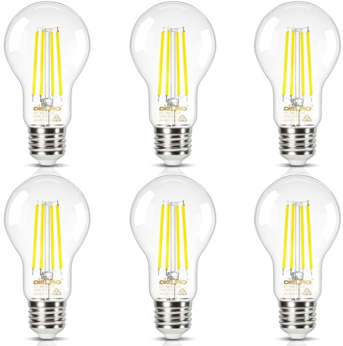 DiCUNO Ampoule LED E27 Classe A Ultra Efficient, 2.2W équivalent 40W, 465lm, Blanc chaud 2700K, Ampoule E27 Filament Vintage Edison, LED basse consommation, Angle 360°, Verre Clair, Lot de 6