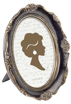 Tone Link. Ovaler Vintage-Bilderrahmen, 12,7 x 17,8 cm, luxuriöser antiker Bilderrahmen mit Glasfront, Tisch-Wandbehang, Walnuss