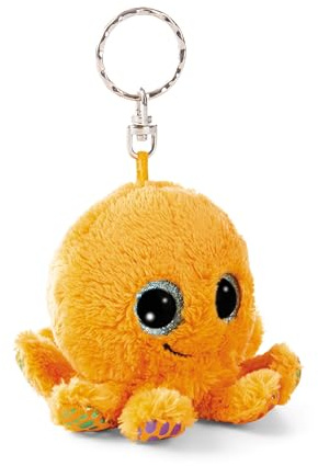 NICI Portachiavi GLUBSCHIS Polpo Olly Polly 9cm - arancione - Compagno di peluche per zaino o borsa, charm coccola con anello metallico per portachiavi | 61840