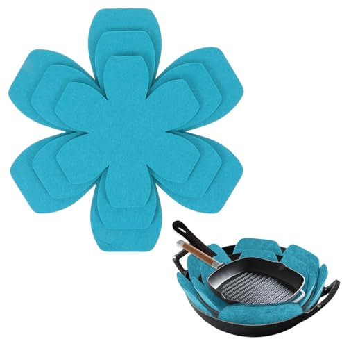 Pfannenschutz zum Stapeln von Töpfen und Pfannen, sofortiges Topfzubehör, größere und dickere Filz-Topf-Trenner, Pfannenteiler, rutschfest, zum Stapeln und Schützen, 6 Stück