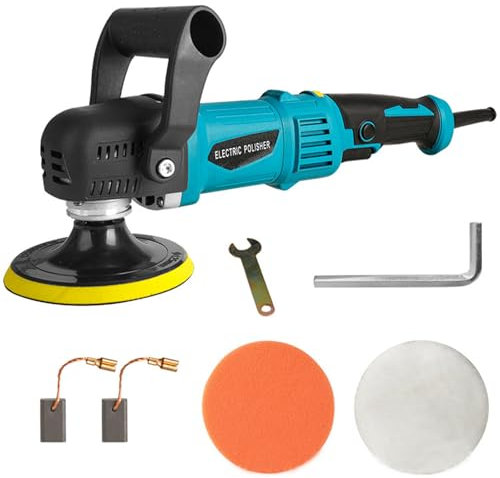 Auto-Poliermaschine, Exzenterpoliermaschine, Auto-Poliermaschine 5800 U/min, 6 einstellbare Geschwindigkeiten, 2 Polierschwämme mit abnehmbarem D-Griff für Auto, zum Polieren von Böden und Wachs