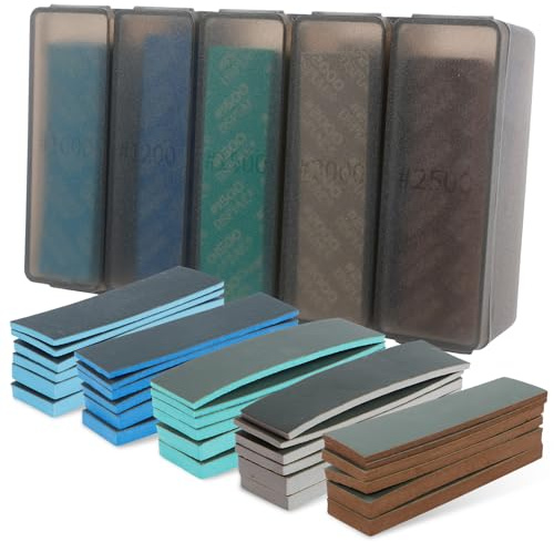Foppla Lot de 30 éponges abrasives souples, flexibles, humides et sèches, grain 180-2500, blocs de ponçage à main, trois épaisseurs, tampons abrasifs pour bois, cloison sèche, métal, peinture,