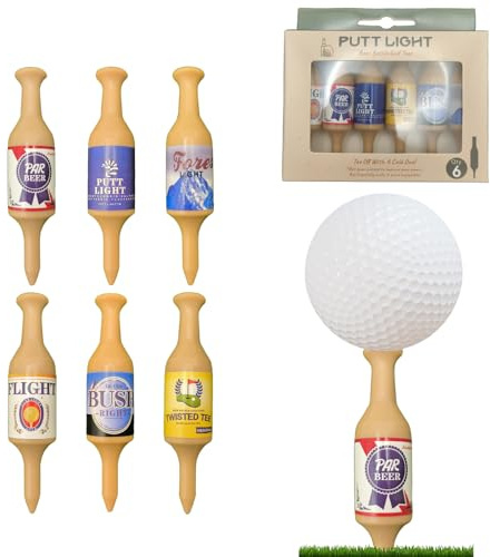 Quixotical Golf Tee ölflaskform, rolig golf tee, hållbar plast golf-tee, för män, fäder, golfspelare höjd 9 cm