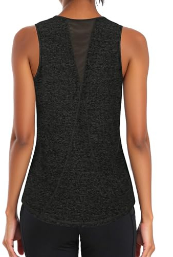 Gyabnw Camiseta Sin Mangas para Mujer Espalda de Malla Secado Rápido Chaleco Deportivo Fitness Yoga Correr Camisetas Tirantes para Entrenamiento Tops Ligero y Transpirable