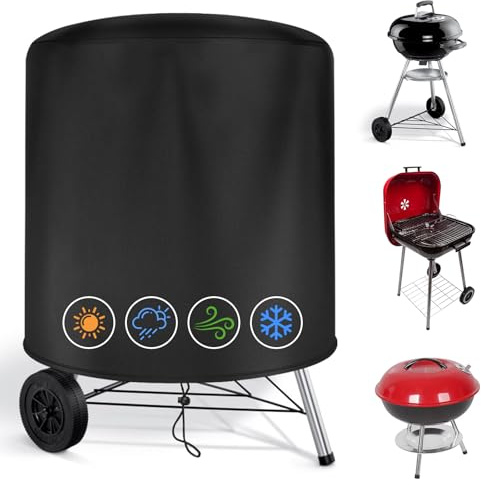OFFCUP Funda Barbacoa para Weber 57cm Impermeable, Cubierta BBQ de Parrilla 210D Oxford Protector, Cubierta para Barbacoa Redonda Exterior, Anti-Viento/Anti-Polvo/Anti-UV/Anti-Humedad (Φ71x65cm)