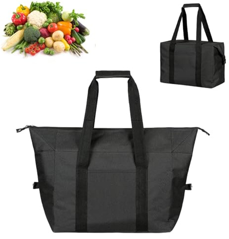 Foldable 20L Cooler Bag with Hard Liner, Insulated Shopping Bags for Frozen Food, Large Lunch Bag, Portable Leakproof Thermal Picnic Bag for Beach, Camping, BBQ, Outdoor Activities,School & Work