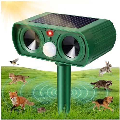 Audasi Dissuasore Gatti, Ultrasuoni per Gatti Ultrasuoni Repellente Gatti Solare con Flash LED Dissuasore Ultrasuoni Piccioni Impermeabile per Volpi Cani Cervo Procioni
