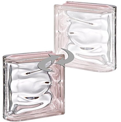1 pièce BM brique de verre AQUA réflexe rose 1 face satinée (verre dépoli) 19x19x8 cm - Finition linéaire horizontale