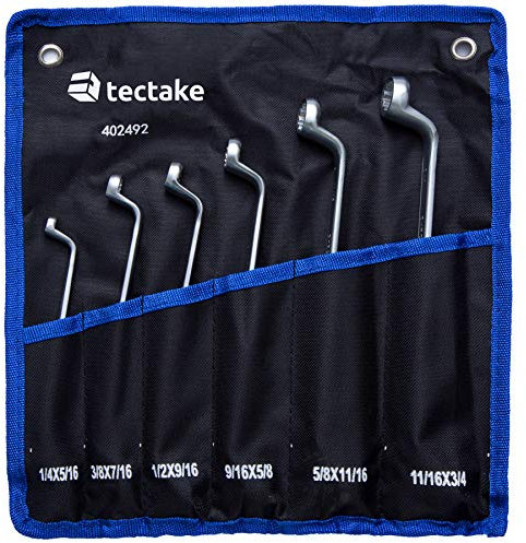 tectake Ringschlüssel-Satz | inkl. Rolltasche | Diverse Modelle und Mengen (Typ 1 | Nr. 402492)