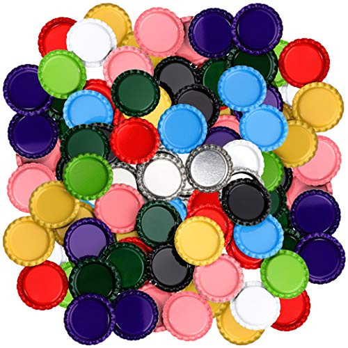 RUTICH 200 PCS Flat Decorative Bottle Cap Craft Bottle Stickers Double Sideds Printed Hair Bows, DIY Pendants Craft ScraPbooks Mixed Colors(10colors)