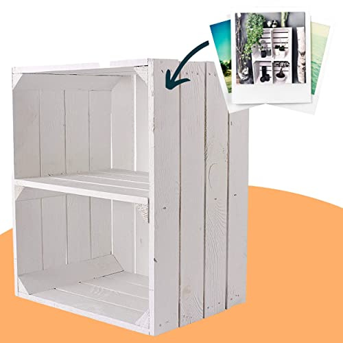 Caja de fruta blanca con estante, tablero intermedio, 50 cm x 40 cm x 30 cm