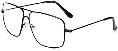 Dollger Lunettes classiques en métal tendance avec verres transparents monture de lunettes pour homme et femme, Noir , 135mm x 150mm x 50mm