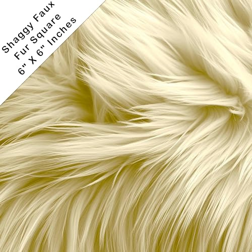 FabricLA Shaggy Faux Fur Square - 6 X 6 Inches Pre-Cut - Use Fake Fur Fabric for DIY, Craft Fur Decoration, Fashion Accessory, Gnome, Hobby - Banana