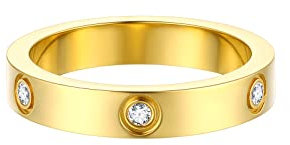 FOCALOOK Eheringe Herrenringe Damen Gold Verlobungsring Paar 62mm Bandring 4mm Breit Solitär Partnerring Mit CZ Schmuck Hochzeit für Verlobung