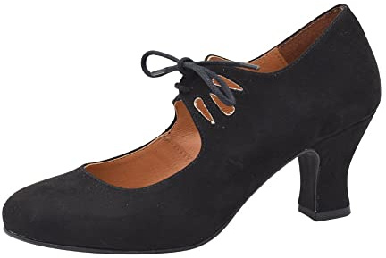 PASARELA - Zapatos de Baile Flamenco Antelina Cordones para Mujer Antelina