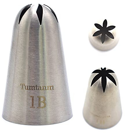 Tumtanm 1B Buse à douille en forme de fleur - Grande douille de glaçage en acier inoxydable sans couture #1B