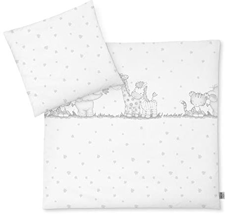 Julius Zöllner Babybettwäsche 100% Baumwolle, Standard 100 by OEKO-TEX, made in Germany, Gr. 80x80 + 35x40 cm, Dschungelbande