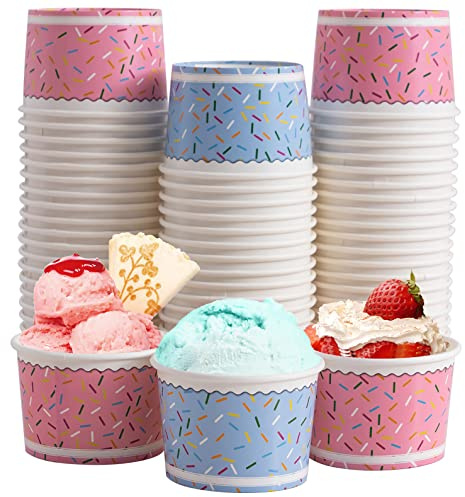 Lamosi Ice Cream Bowls Disposable - 100 Count - 11 oz Paper Ice Cream Sundae Cups, Party Supplies Food Containers for Dessert Snack Frozen Yogurt Soup