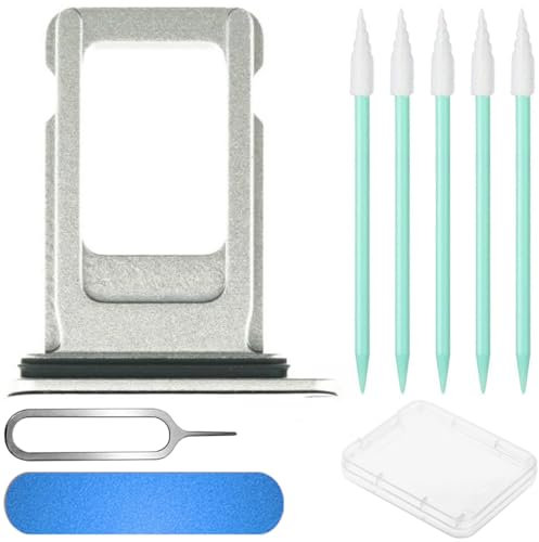 ZHUROUPU 9 in 1 Single SIM Card Tray Slot Holder Replacement with Waterproof Rubber Ring, Sim Card Tray Open Eject Pin for iPhone 13 /13mini (6.1)(Starlight, Single SIM)