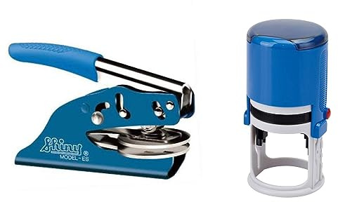 Corporate Seal Embosser and Self Inking Stamp | Combo (Blue, 2-Items)
