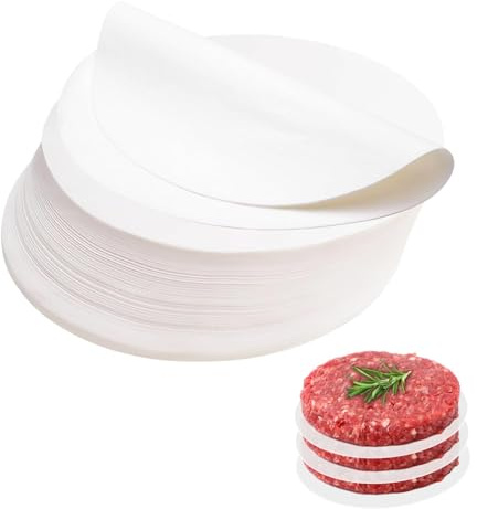 Lotbun 500 Pezzi Carta Oleata Per Hamburger,Carta Da Forno Rotonda, Carta Per Alimenti,Carta Forno Fogli Separatori, Per Pressa Per Hamburger, Tortini Per Hamburger (13CM)