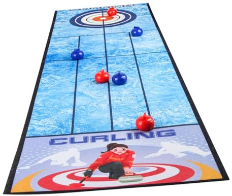 JISADER Curling-Brettspiel für den Tisch, Shuffleboard-Spielset mit 6 Curling-Steinen, für Kinder und Erwachsene, kompakte Aufbewahrung für unterwegs, für den, Curlingmatte