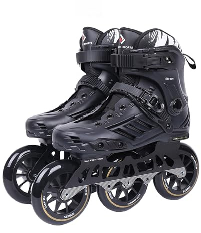 Inlineskates Für Erwachsene, Herren Damen, Professionelle Inline-Speed-Skates, 3 Räder 110 Mm Inline-Rollschuhe Für Erwachsene Den Außenbereich, Speed-Renn-Skates, Unisex , EU 39/UK 5.5/ 24.5CM,Black