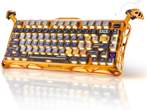 GravaStar Mercury K1 Pro - Teclado inalámbrico para Juegos, Hecho a Mano, Hecho a Mano, aleación de Aluminio, diseño del 75%, diseñado para Mayor Durabilidad y estética única, Color Amarillo