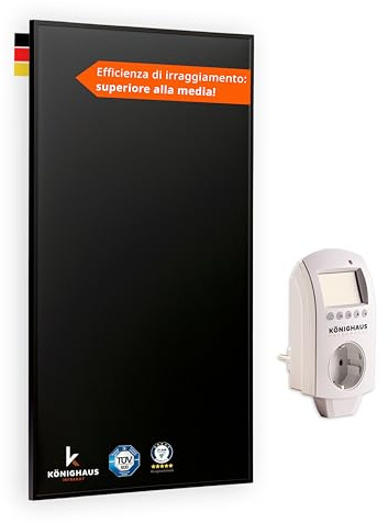 Könighaus infrarödvärmare - 1200 W Black Edition med termostat – TÜV SÜD + 5 års garanti ✓ dubbelt överhettningsskydd ✓ klar för drift på 2–4 min
