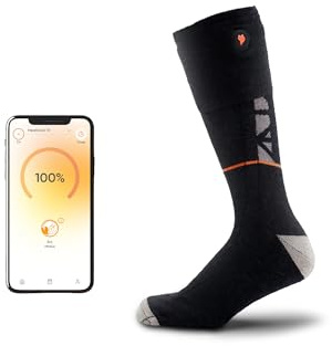 Vulpés HeatSock V1 - Calzini riscaldabili intelligenti | lana merino | controllo smartphone, Antracite | Nero - Grigio, 44-47