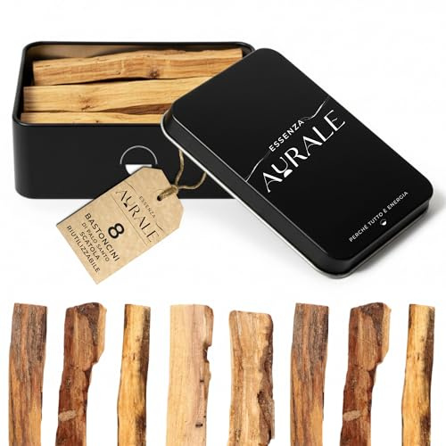 Palo Santo Naturale in Stick – 8 Bastoncini in Scatola Metallica Riutilizzabile