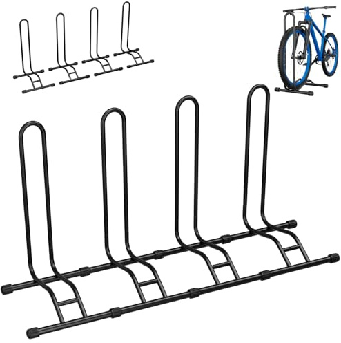 TLGREEN 4 x cykelstativ golv, avtagbara cyklar, cykelstativ, däckbredd upp till 80 mm, 20–28 tum, bakhjul, cykelhållare, cykelstativ för mountainbike vägcykel MTB, stabil, svart