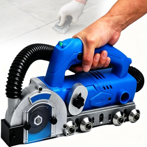 Elektrisk fogrengöringsmaskin 1200W med inbyggd dammuppsamlare,kakelfogrengöringsmaskin för 1,5-2 mm fogar,justerbart djup,9000 RPM,för badrum,kök,golvrenovering standard+Q5