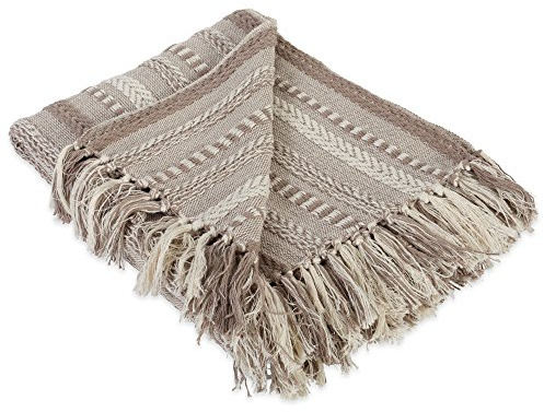 DII Braided Striped Decorative Throw Blanket, 50x60, Stone