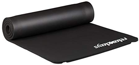 Relaxdays 2 x Yogamatte, 1 cm dick, für Pilates, Fitness, gelenkschonend, mit Tragegurt, Gymnastikmatte 60 x 180 cm, schwarz