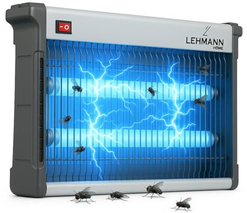 LEHMANN Electrique Lampe Anti Moustique, Appareil Contre Les Insectes, Moustiques, Mouches, Papillon de Nuit, jusqu'à 150 m², Économie d'énergie 26 W, Silencieux
