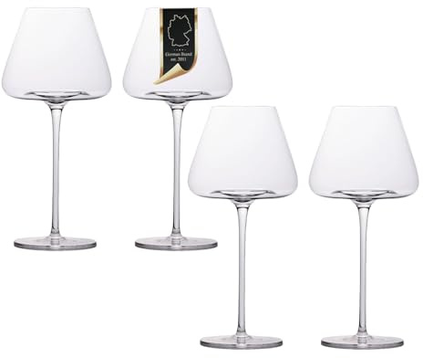 INTIRILIFE 4x Bicchiere da vino con design moderno - Capacità di 600 ml - Bicchiere da Vino bianco Vino rosso, calice, lavabile in lavastoviglie, vetro di cristallo, resistente agli urti