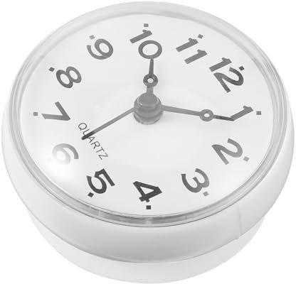 Zerodeko 1Pièce Horloge Murale Étanche pour Salle de Bain avec Ventouse Horloge Silencieuse Numérique Anti-Fog pour Cuisine et Salle de Bain Design Pratique Blanc
