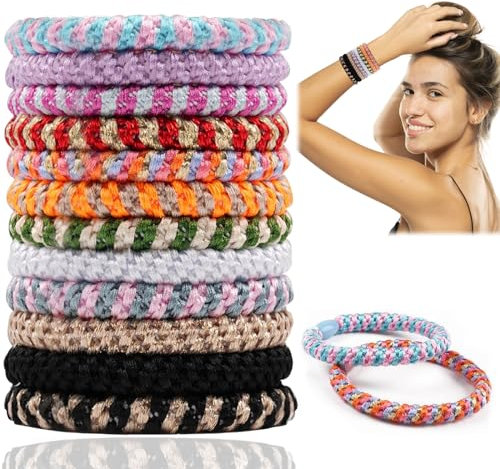 Haargummi,12 Stück Farbige Haarbänder,Haargummi für Kknekki,Hochwertiges Elastisches Haarbänder,Flechtfrisur für Kinder und Damen,modisches elastisches Gummiband,12 Farben