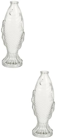 WATIIFUFU 2st Fisch Förmige Glasflasche Glug-krug-Fisch Apothekervase Wasserkaraffe Fisch-Whisky-Flasche Klare Blumenvase Flaschenverschlüsse Fischkrug Trinken Bier Tank Transparent