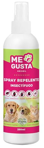 ME GUSTA Spray Anti-Insectos Repelente para Perros y Gatos | Margosa, Geraniol y Lavandino | Protege contra Insectos | Cítrico | 250ml