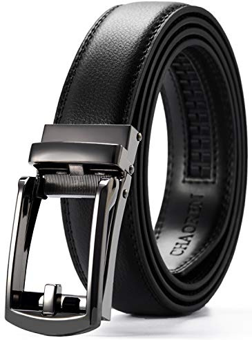CHAOREN Gürtel Herren Schwarz Ratsche, Automatik Gürtel Herren Leder Schwarz 32mm für Business und formelle Anlässe, Schmaler Anzuggürtel Herren ohne Löcher