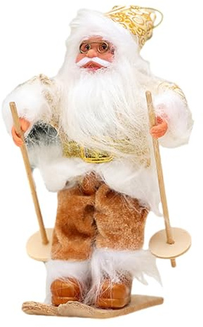 GKYQVE Figura de Papá Noel esquiando, delicada figura de Papá Noel sobre esquís para decoraciones de Navidad, decoración navideña