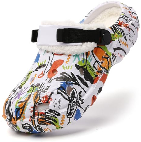 SECHRITE Sabots d'hiver Femme Homme Hiver Sabot Fourré Chaud Jardin Fourre Chaussons Antidérapants Lined Clog Intérieur et Extérieur