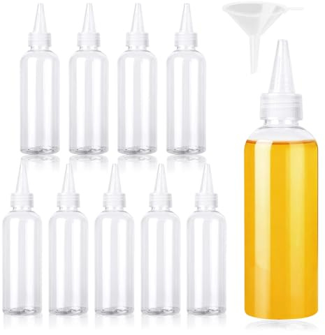 KAGHSTH 100 ml klämflaskor plast, 10 stycken squeeze flaskor, doseringsflaskor med tratt för vätskor, olja, sås, pigmentförvaringsflaskor, dressingshaker
